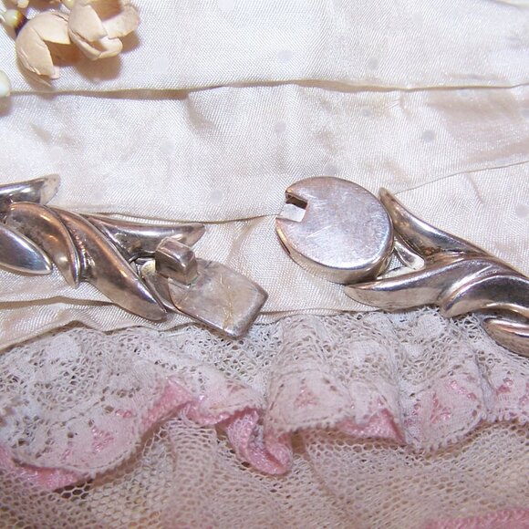 Made in Mexico Mexican 950 Silver and Pink Rhodochrosite Necklace/Clip Earrings - Picture 8 of 13